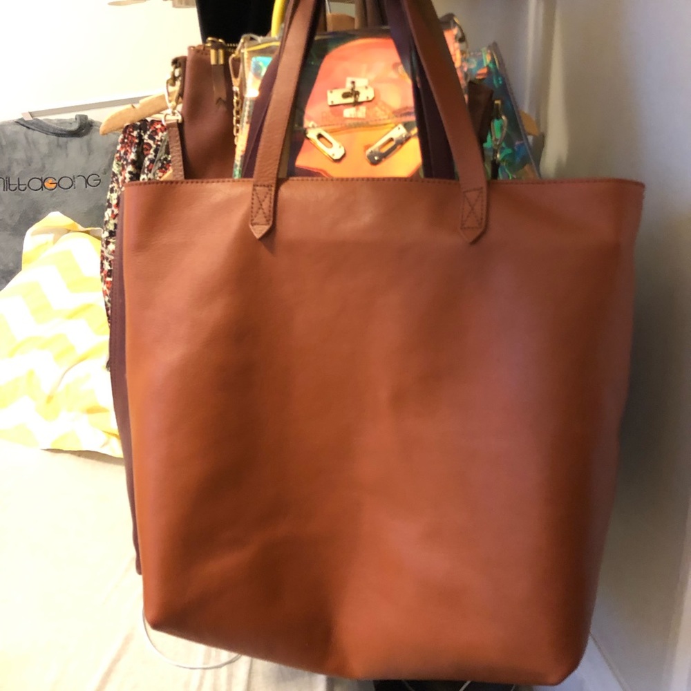 Madewell transport tote zip topped brown